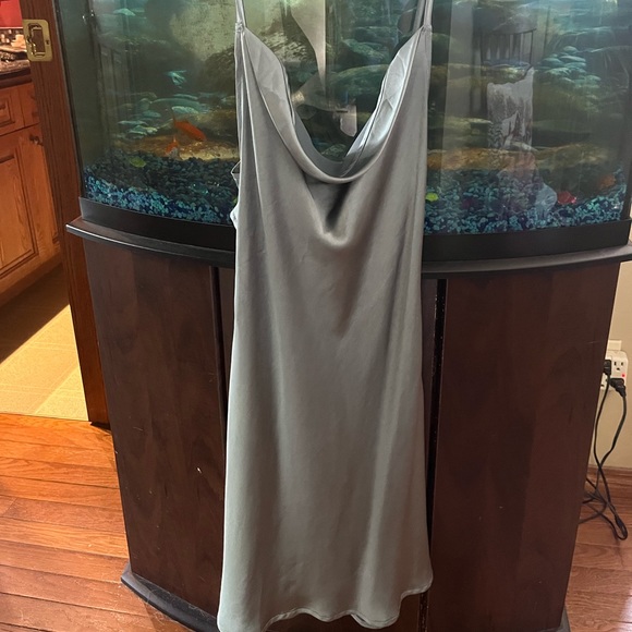 UO Blue Satin Tie-Back Dress - Picture 4 of 5